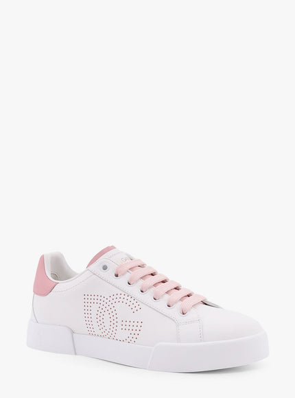 Dolce & Gabbana Portofino Low-Top Leather Sneakers With Lateral Monogram