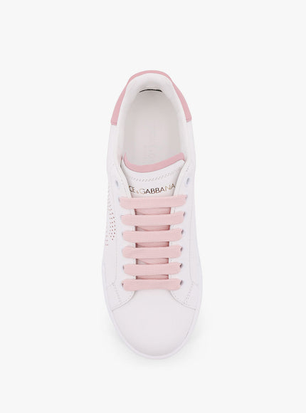 Dolce & Gabbana Portofino Low-Top Leather Sneakers With Lateral Monogram