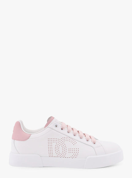 Dolce & Gabbana Portofino Low-Top Leather Sneakers With Lateral Monogram Bianco