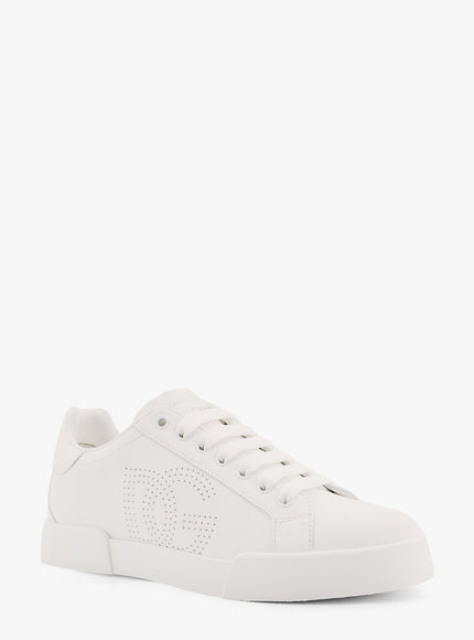 Dolce & Gabbana Portofino Low-Top Leather Sneakers With Lateral Monogram