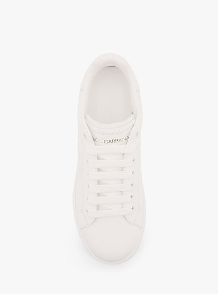 Dolce & Gabbana Portofino Low-Top Leather Sneakers With Lateral Monogram