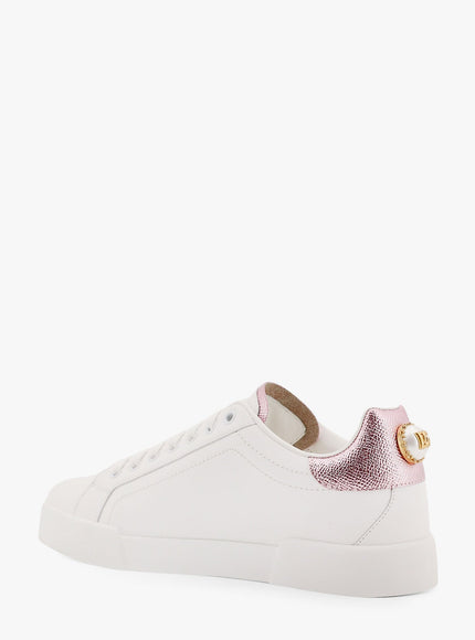 Dolce & Gabbana Portofino Leather Low-Top Sneakers With Lateral Lettering Logo