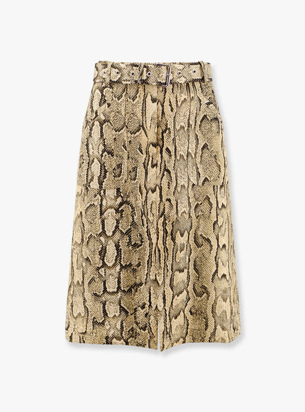 Dries Van Noten Sheraz Viscose And Cotton Skirt With Reptile Print Beige