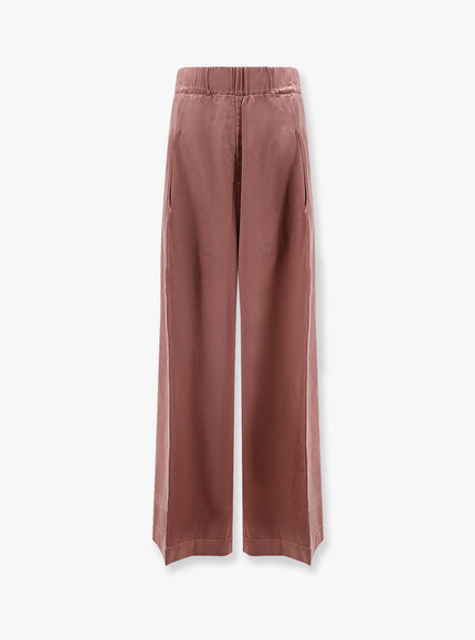 Dries Van Noten Pila Cupro And Cotton Trousers Marrone