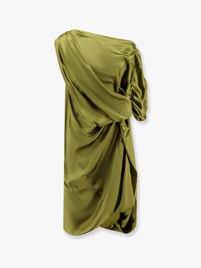 Dries Van Noten Dalant Silk Dress With Lateral Knot Verde