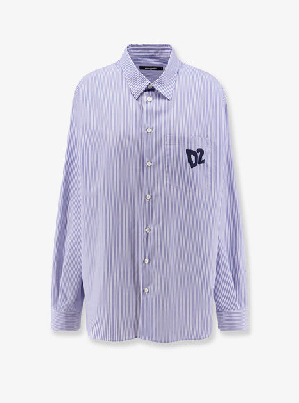 Dsquared2 Dsquared2 Summer Lovers Oversized Striped Cotton Shirt Celeste