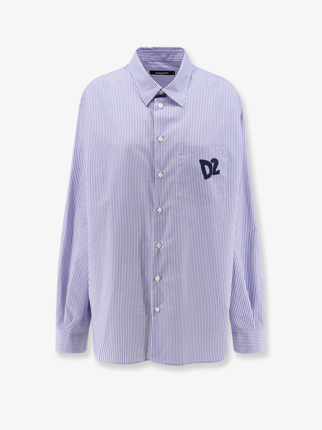 Dsquared2 Dsquared2 Summer Lovers Oversized Striped Cotton Shirt Celeste