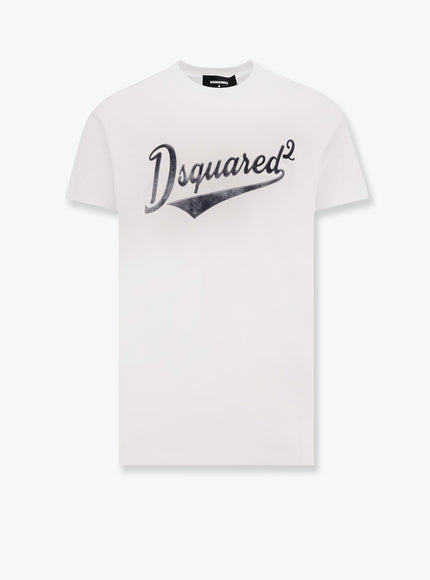 Dsquared2 Cool Fit Cotton T-Shirt With Logo Print Bianco
