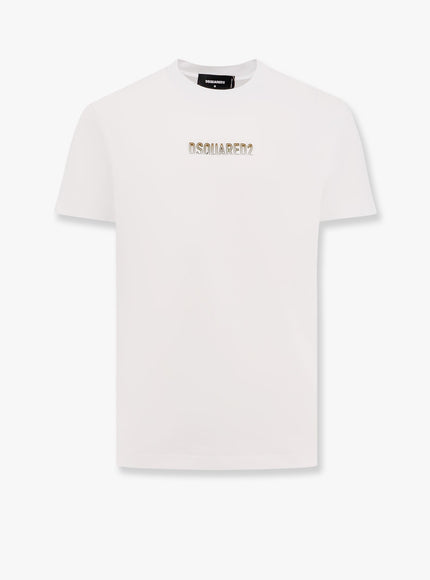 Dsquared2 Cotton T-Shirt With Frontal Embossed Logo Bianco