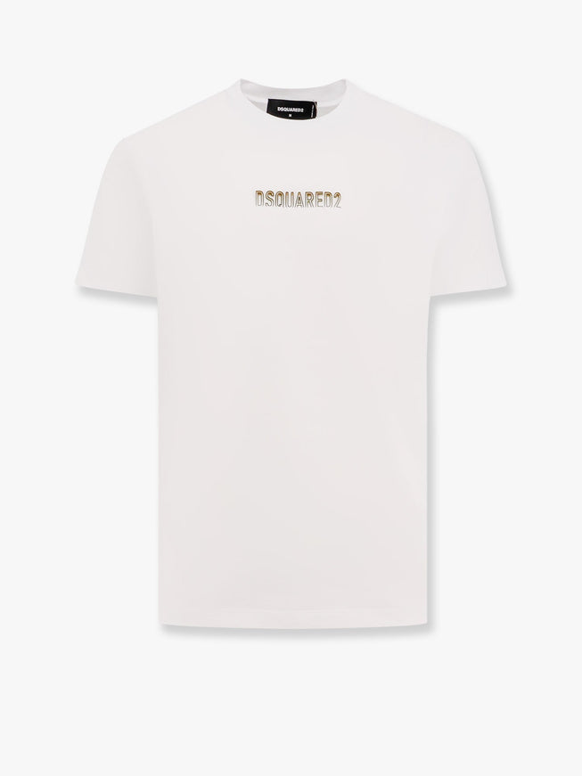 Dsquared2 Cotton T-Shirt With Frontal Embossed Logo Bianco