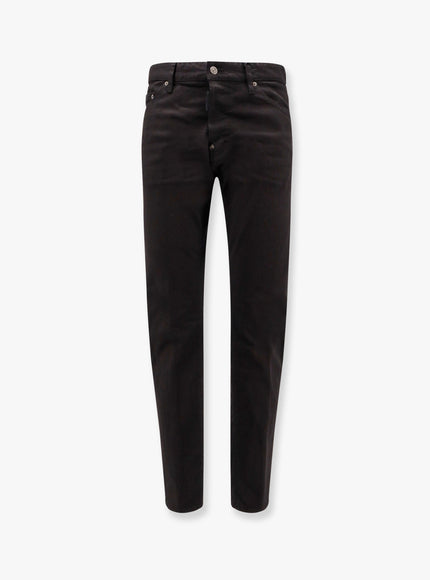 Dsquared2 Stretch Cotton Trouser With White Bull Tag Nero
