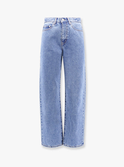 Dunst Cotton Jeans With Back Logo Patch Blu