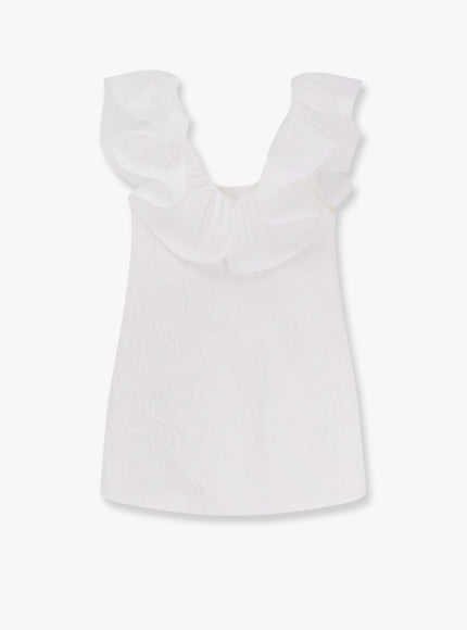 Elisabetta Franchi Floral Jacquard Mini Dress With Ruches