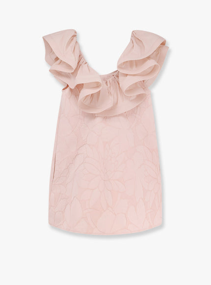 Elisabetta Franchi Floral Jacquard Mini Dress With Ruches