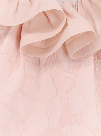 Elisabetta Franchi Floral Jacquard Mini Dress With Ruches