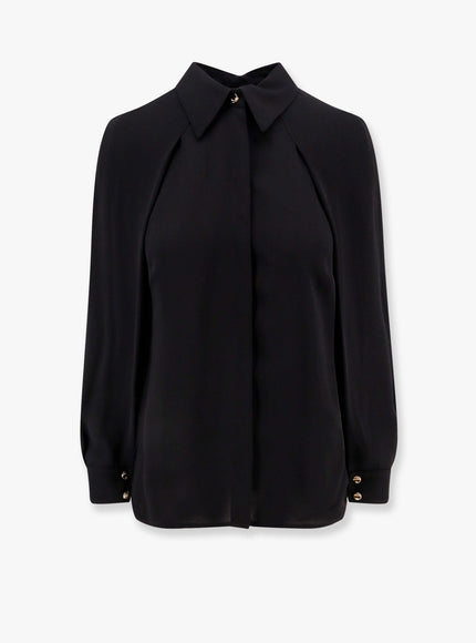 Elisabetta Franchi Viscose Shirt With Gold Metal Button Nero