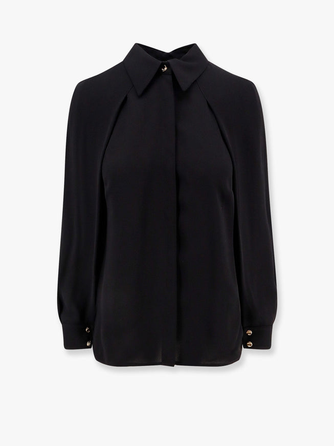Elisabetta Franchi Viscose Shirt With Gold Metal Button Nero