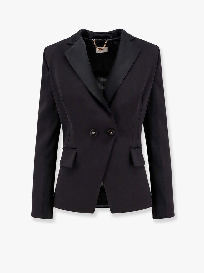 Elisabetta Franchi Double-Breasted Blazer With Covered Buttons Nero