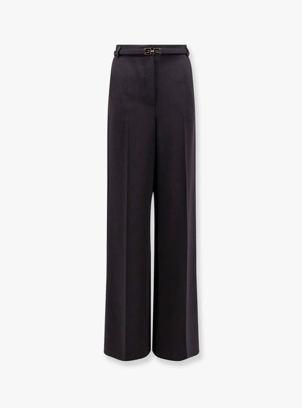 Elisabetta Franchi Tuxedo Trouser With Belt And Enamelled Detail Nero
