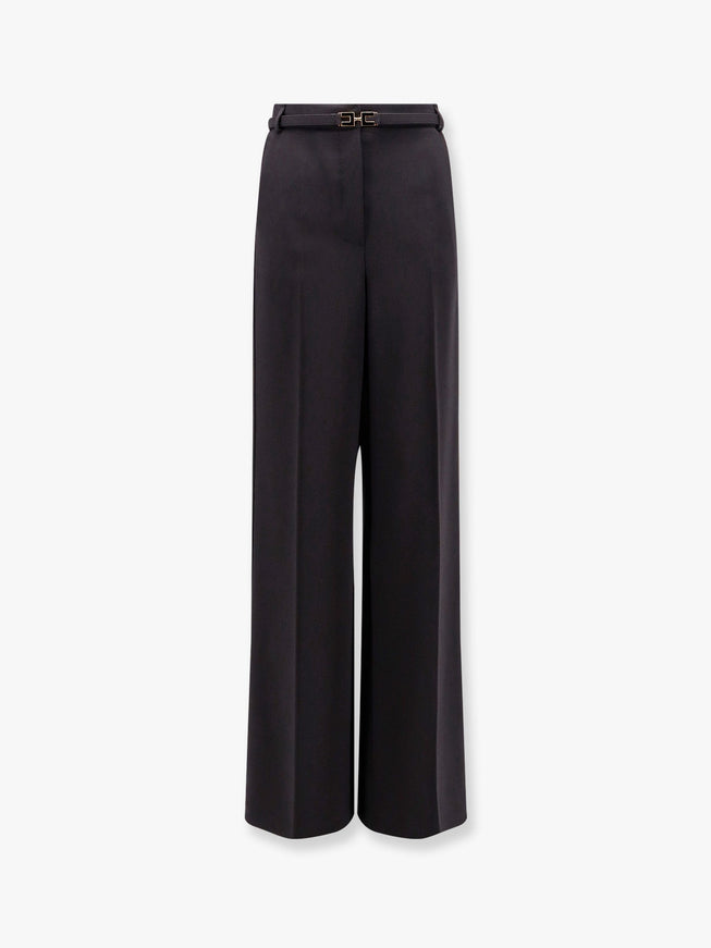 Elisabetta Franchi Tuxedo Trouser With Belt And Enamelled Detail Nero