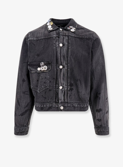 Enfants Riches Deprimes Denim Jacket With Distressed Effect Corallo