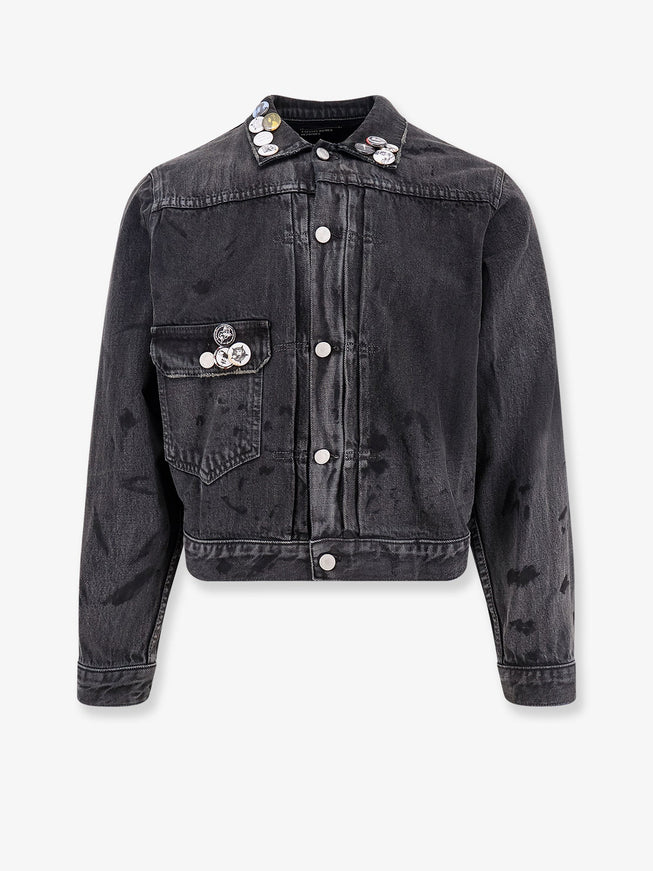 Enfants Riches Deprimes Denim Jacket With Distressed Effect Corallo