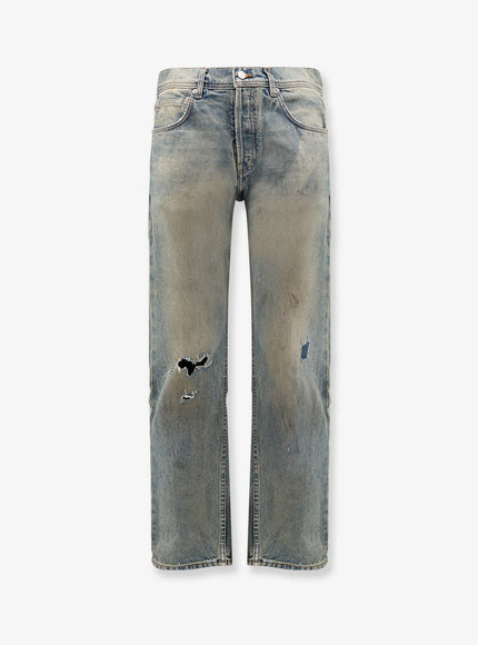 Enfants Riches Deprimes Straight Leg Jeans With Destroyed Effect Azzurro