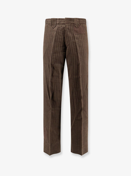 Enfants Riches Deprimes Linen Blend Striped Trousers Rosso