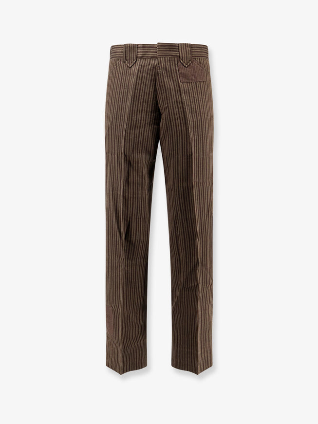 Enfants Riches Deprimes Linen Blend Striped Trousers Rosso