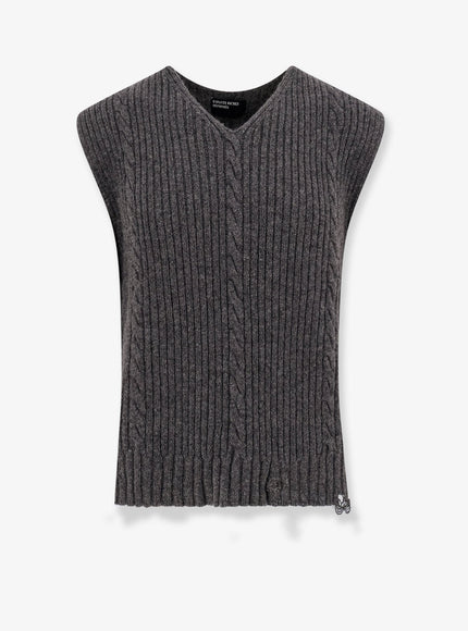 Enfants Riches Deprimes Cachemere Vest With Destroyed Effect Grigio