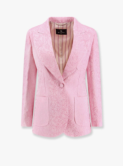 Etro Jacquard Silk Blend Blazer With Embroidery Rosa