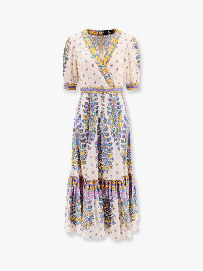 Etro Flounced Cotton Dress Beige