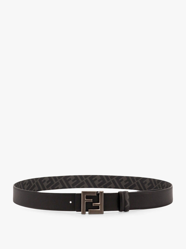 Fendi Reversible Leather And Ff Fabric Belt Nero