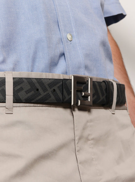 Fendi Reversible Leather And Ff Fabric Belt