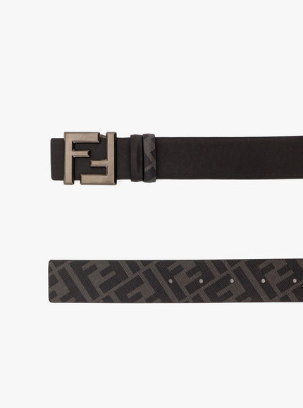 Fendi Reversible Leather And Ff Fabric Belt