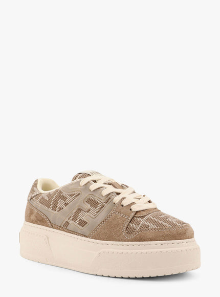 Fendi Match Canvas And Suede Low-Top Sneakers