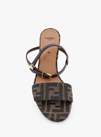 Fendi Delfina Ff Brown Jacquard Sandals