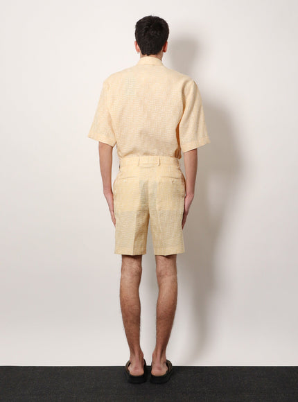 Fendi Jacquard Linen And Cotton Bermuda Shorts With All-Over Ff Motif