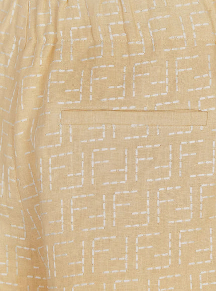 Fendi Jacquard Linen And Cotton Bermuda Shorts With All-Over Ff Motif