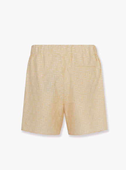 Fendi Jacquard Linen And Cotton Bermuda Shorts With All-Over Ff Motif