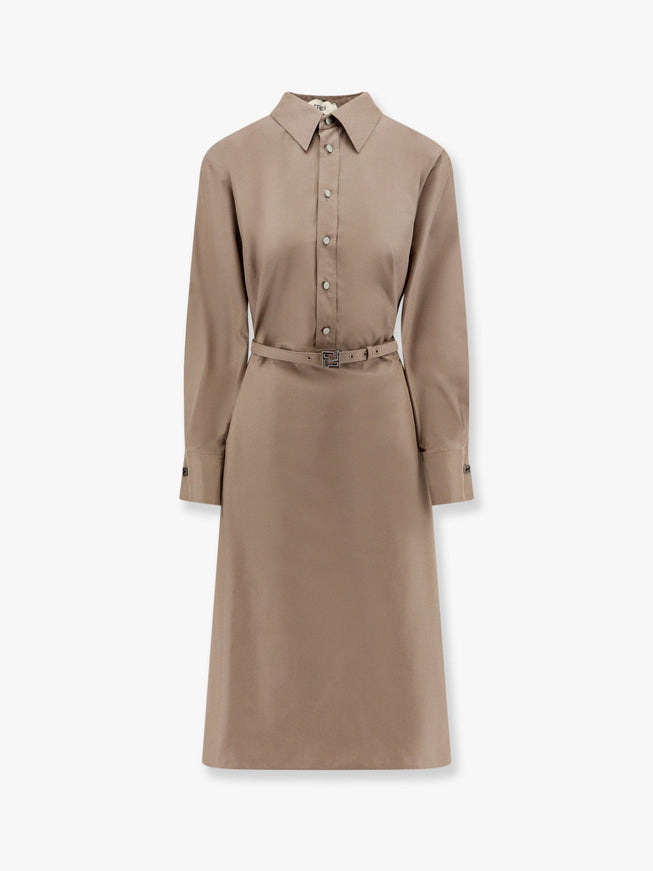 Fendi Cotton And Silk Chemisiere Dress Marrone