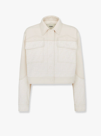 Fendi Ff Off White Denim Jacket Bianco