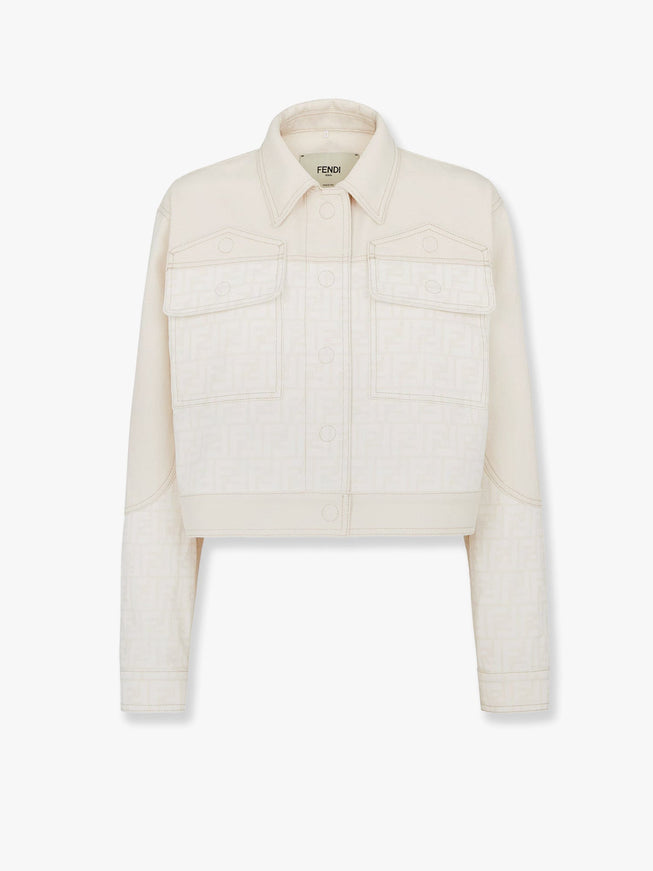 Fendi Ff Off White Denim Jacket Bianco