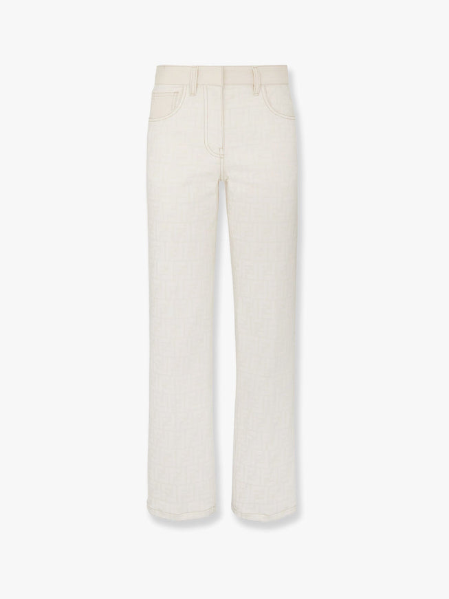 Fendi Ff Off White Denim Trouser Bianco