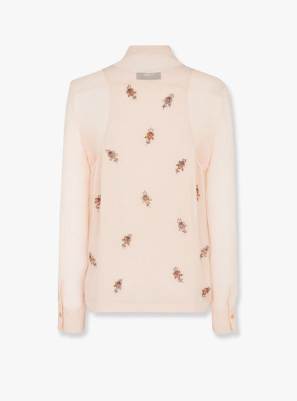 Fendi Georgette Top With Rhinestones And Sequins Embroidery