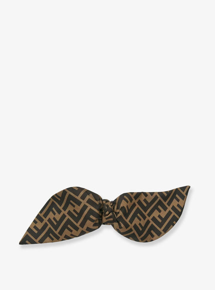 Fendi Silk Twill Hair Clip With Ff Motif Uni Tabacco