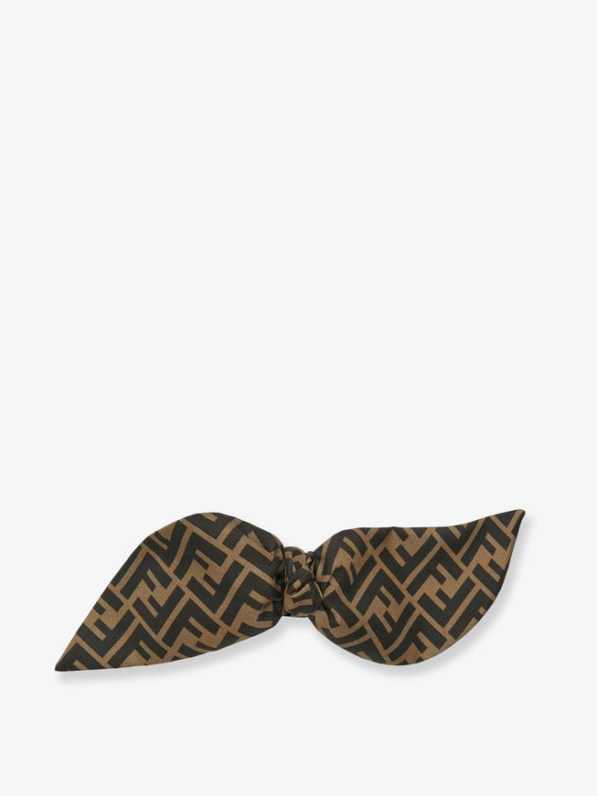 Fendi Silk Twill Hair Clip With Ff Motif Uni Tabacco