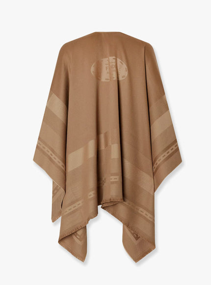 Fendi Wool And Cashmere Poncho With Jacquard Manufacturing