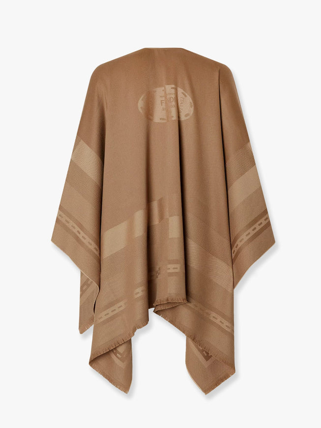 Fendi Wool And Cashmere Poncho With Jacquard Manufacturing