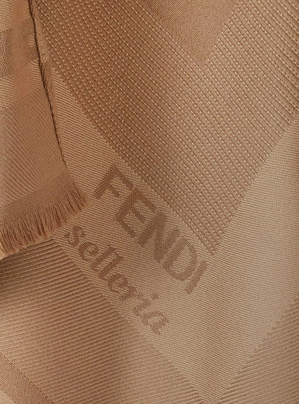 Fendi Wool And Cashmere Poncho With Jacquard Manufacturing